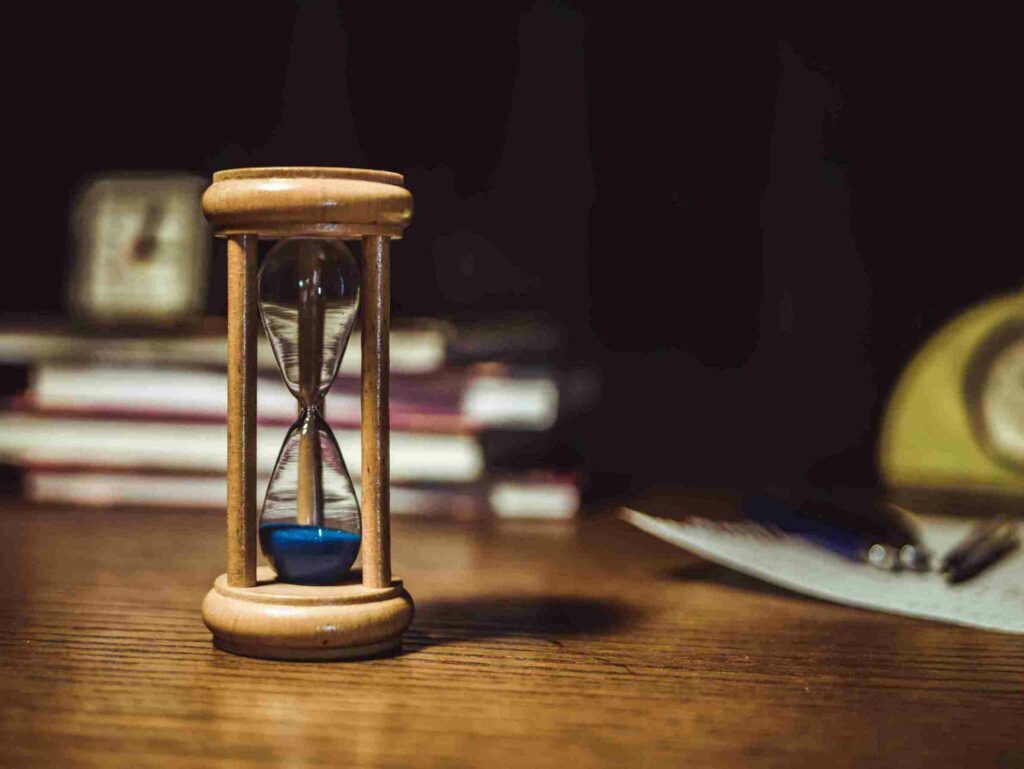 hourglass on a table