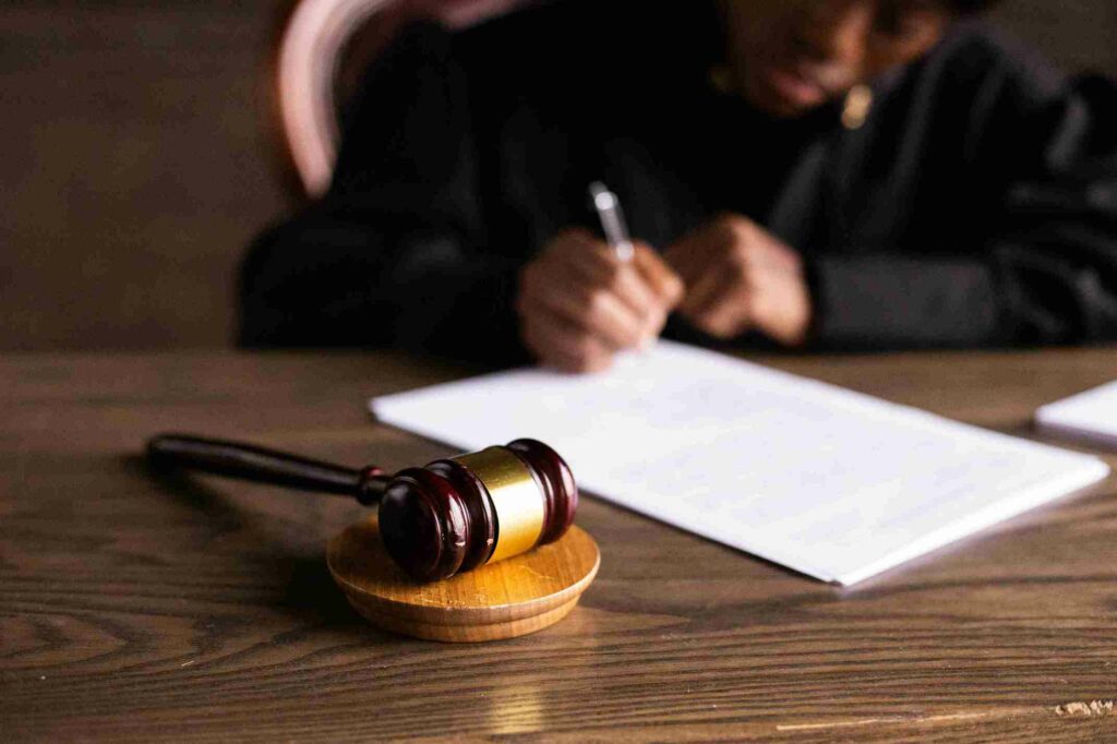 judge preparing for trial