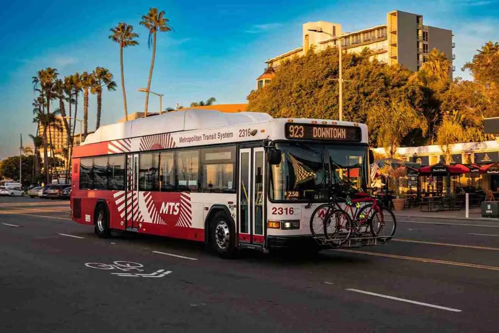 bus on the way to downtown