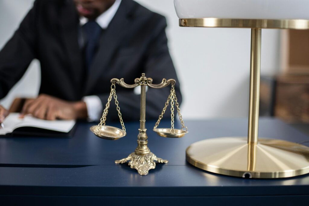 balance scale on a lawyer's table