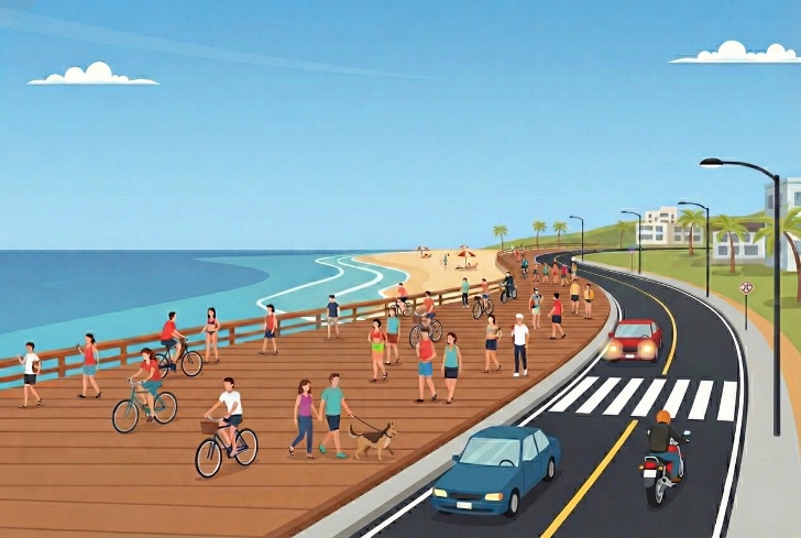 Busy coastal roadway with increased risk of a serious accident