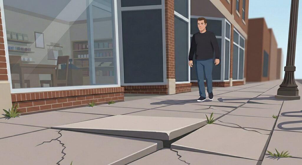 Uneven sidewalk hazard