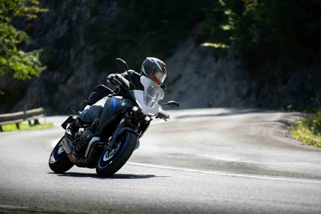 motorcycle making a deep turn