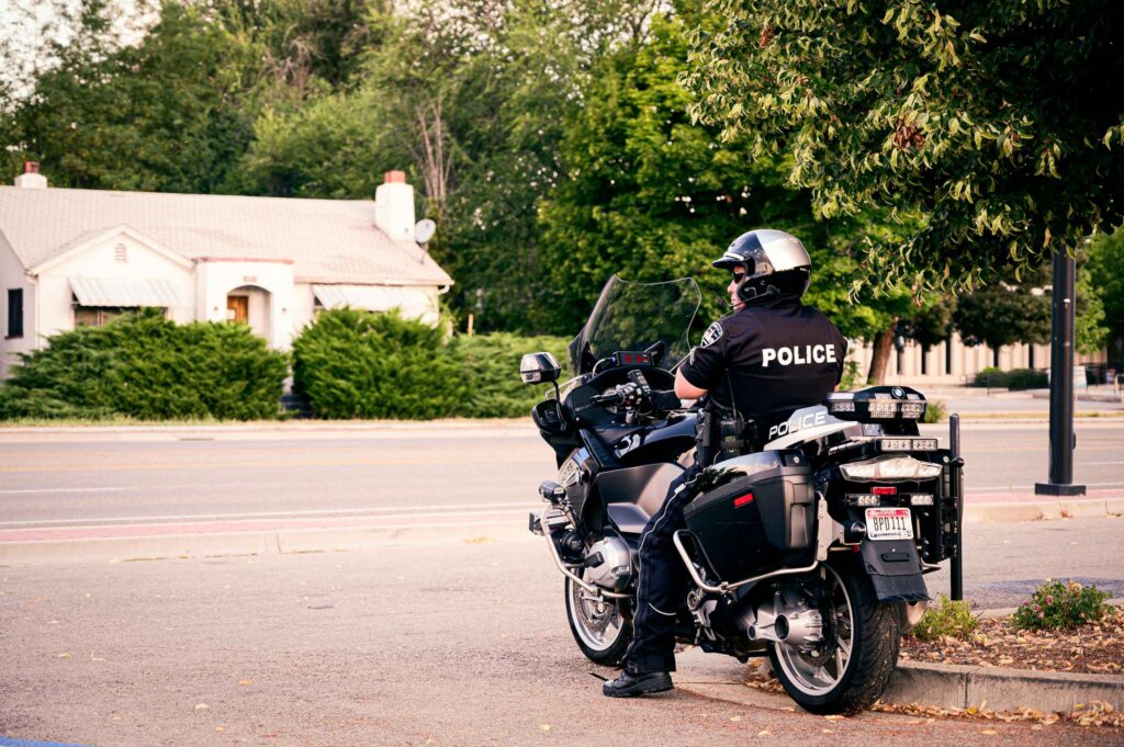 policeman riding a motorcycle