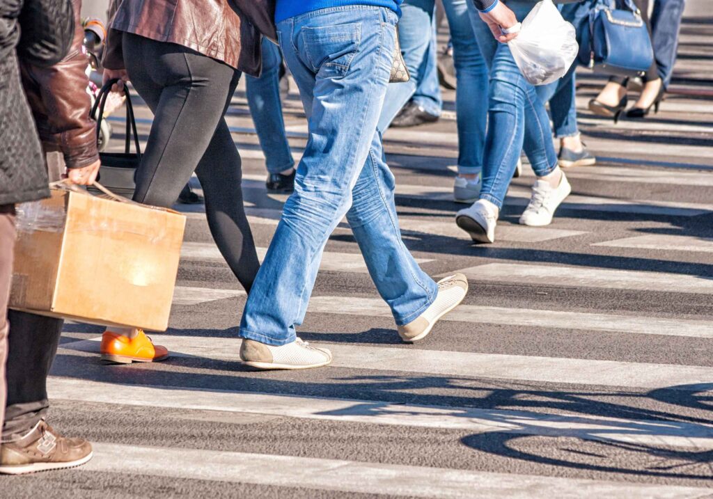 pedestrians crossing the street