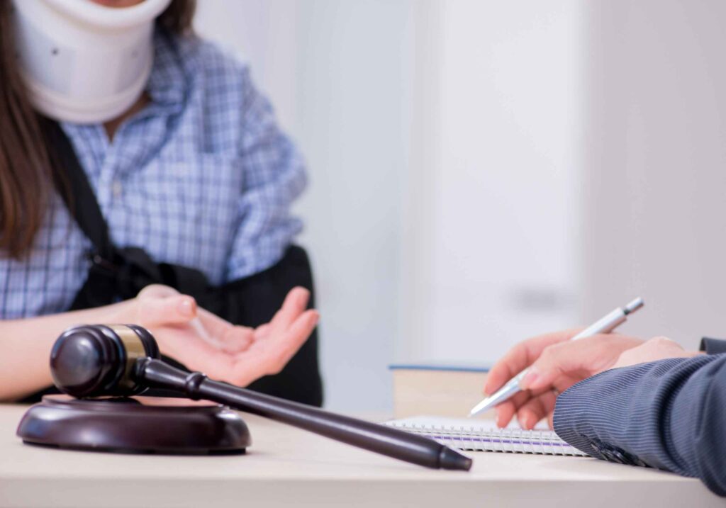 injured person consulting a lawyer