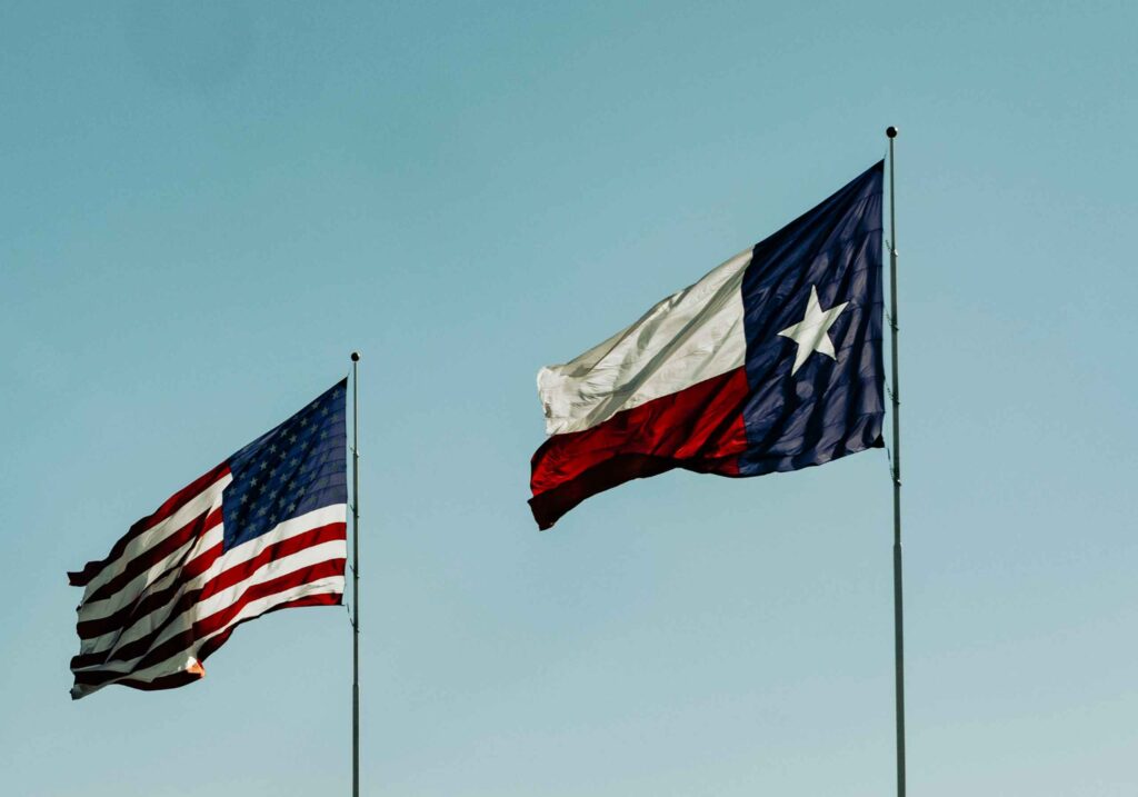 American flag and Texas State flag
