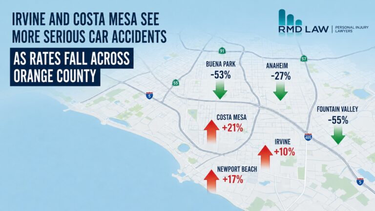 Irvine and Costa Mesa See More Serious Car Accidents as Rates Fall Across Orange County